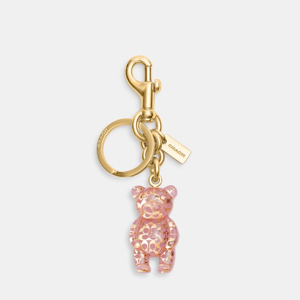 NWT Coach Gold Pink Bear Bag Charm